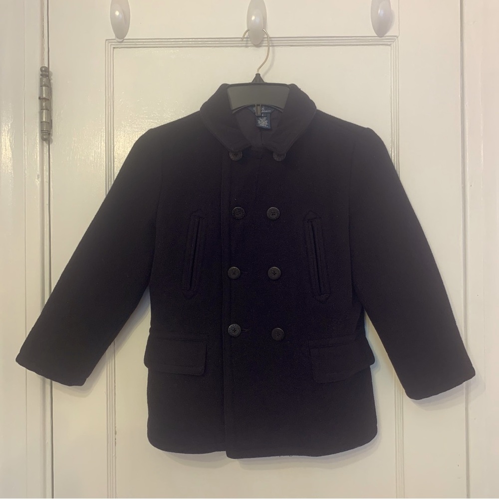 Ralph Lauren Girls Wool Pea Coat Size 6 Black Outerwear Childs Cupro Lined